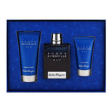 Salvatore Ferragamo Acqua Essenziale Blu For Men EDT 100ml + 50ml After Shave Balm + 100ml Shaving Gel Set