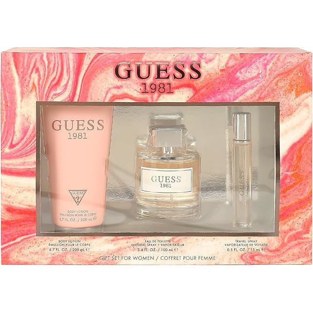 Guess 1981 EDT 100ml+15ml Mini Travel Spray +200ml Body Lotion  Set For  Women