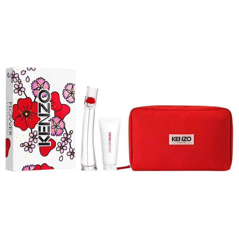 Kenzo Flower By Kenzo For Women Set EDP 50ml + Body Milk 75ml + Pouch