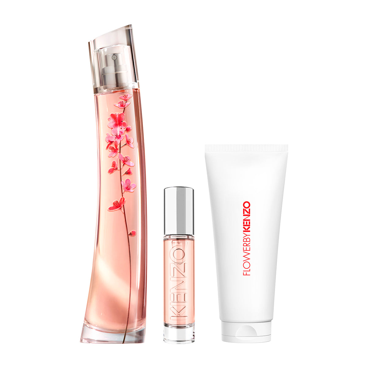 Kenzo Flower Ikebana By Kenzo For Women Set EDP 75ml + EDP 10ml Reusable Travel Spray + Body Milk 75ml