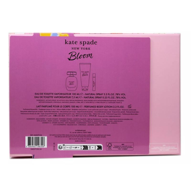 Kate Spade Bloom For Women Set EDT 100ml + EDT 7.5ml + Perfumed Body Lotion 100ml