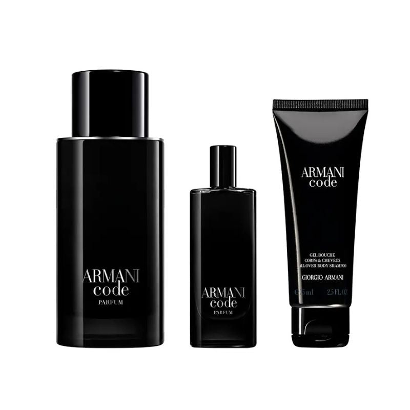 Giorgio Armani Armani Code Pour Homme For Men Set Parfum 125ml Refillable + Parfum 15ml + All Over Body Shampoo 75ml