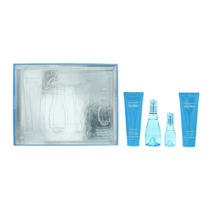 Davidoff Cool Water Woman For Women Set EDT 50ml + EDT 15ml + Body Lotion 75ml + Shower Gel 75ml