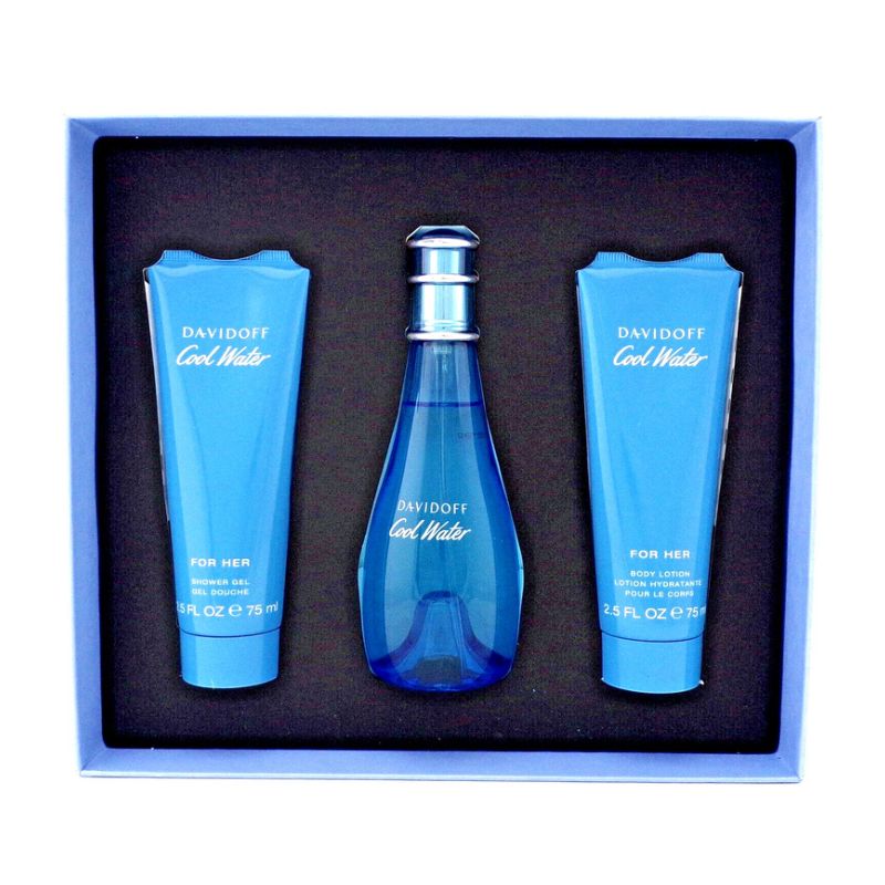 Davidoff Cool Water Woman For Women Set EDT 100ml + Body Lotion 75ml + Shower Gel 75ml