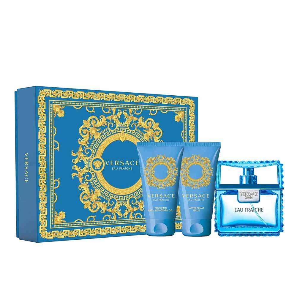 Versace Man Eau Fraiche  For Men Set EDT 50ml + Aftershave Balm 50ml + Prfm Bath & Shower Gel 50 ml