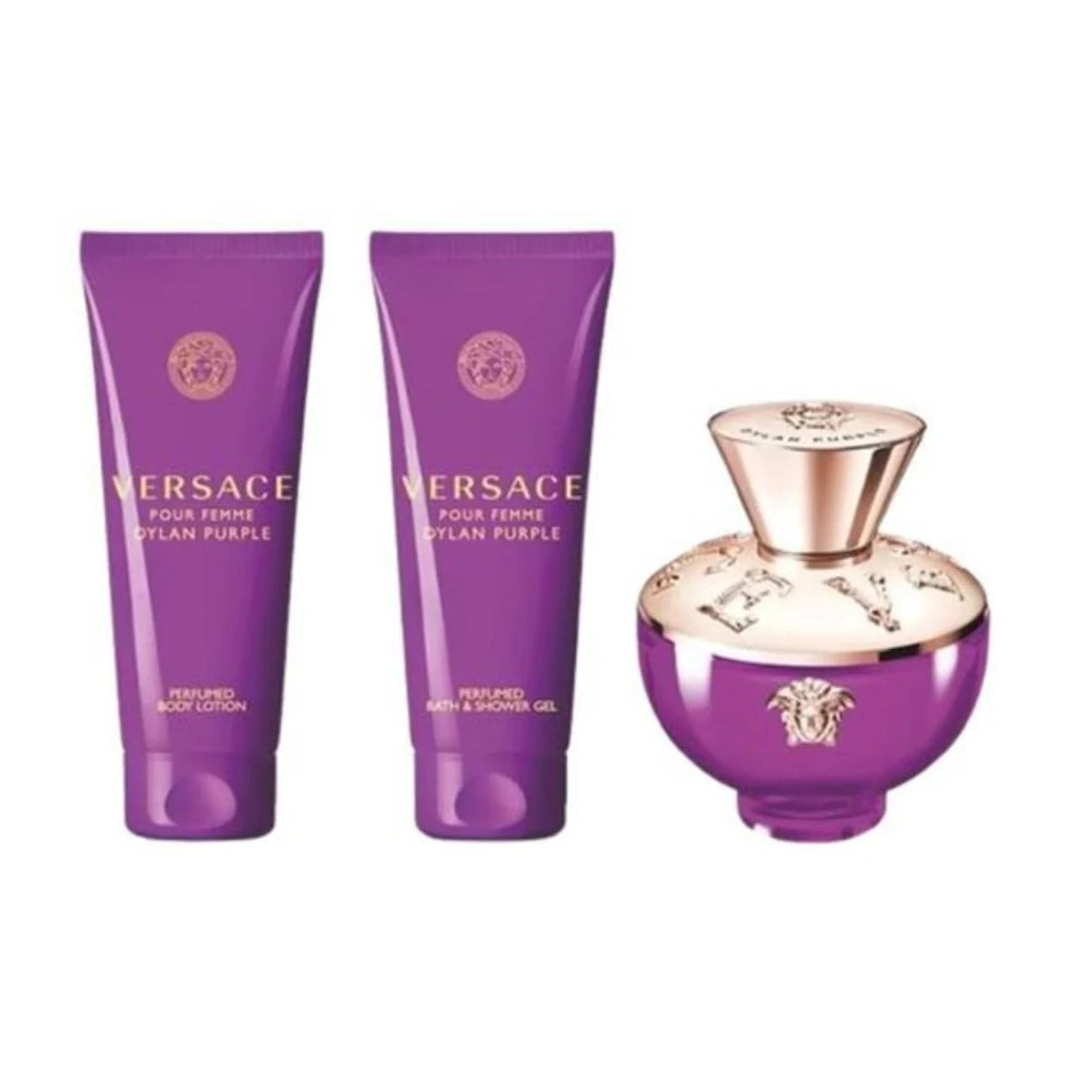 Versace Pour Femme Dylan Purple For Women Set EDP 100ml + Perfumed Body Lotion 100ml + Perfumed Bath & Shower Gel 100ml + Small Beauty Case