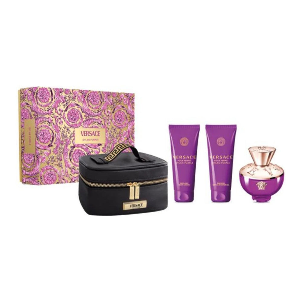 Versace Pour Femme Dylan Purple For Women Set EDP 100ml + Perfumed Body Lotion 100ml + Perfumed Bath & Shower Gel 100ml + Small Beauty Case