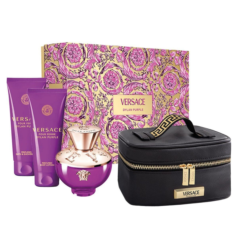 Versace Pour Femme Dylan Purple For Women Set EDP 100ml + Perfumed Body Lotion 100ml + Perfumed Bath & Shower Gel 100ml + Small Beauty Case