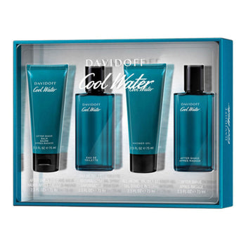 Davidoff Cool Water Set EDT 75ml + After Shave  Balm 75ml + All-in-one Shower Gel 75ml + After Shave 75 Ml For Men