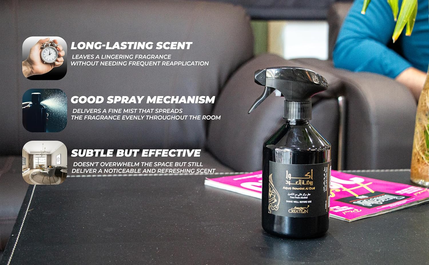 Amazing Creation Aqua Rowdat Al Oud Room And Linen Mist 500ml - Alcohol Free