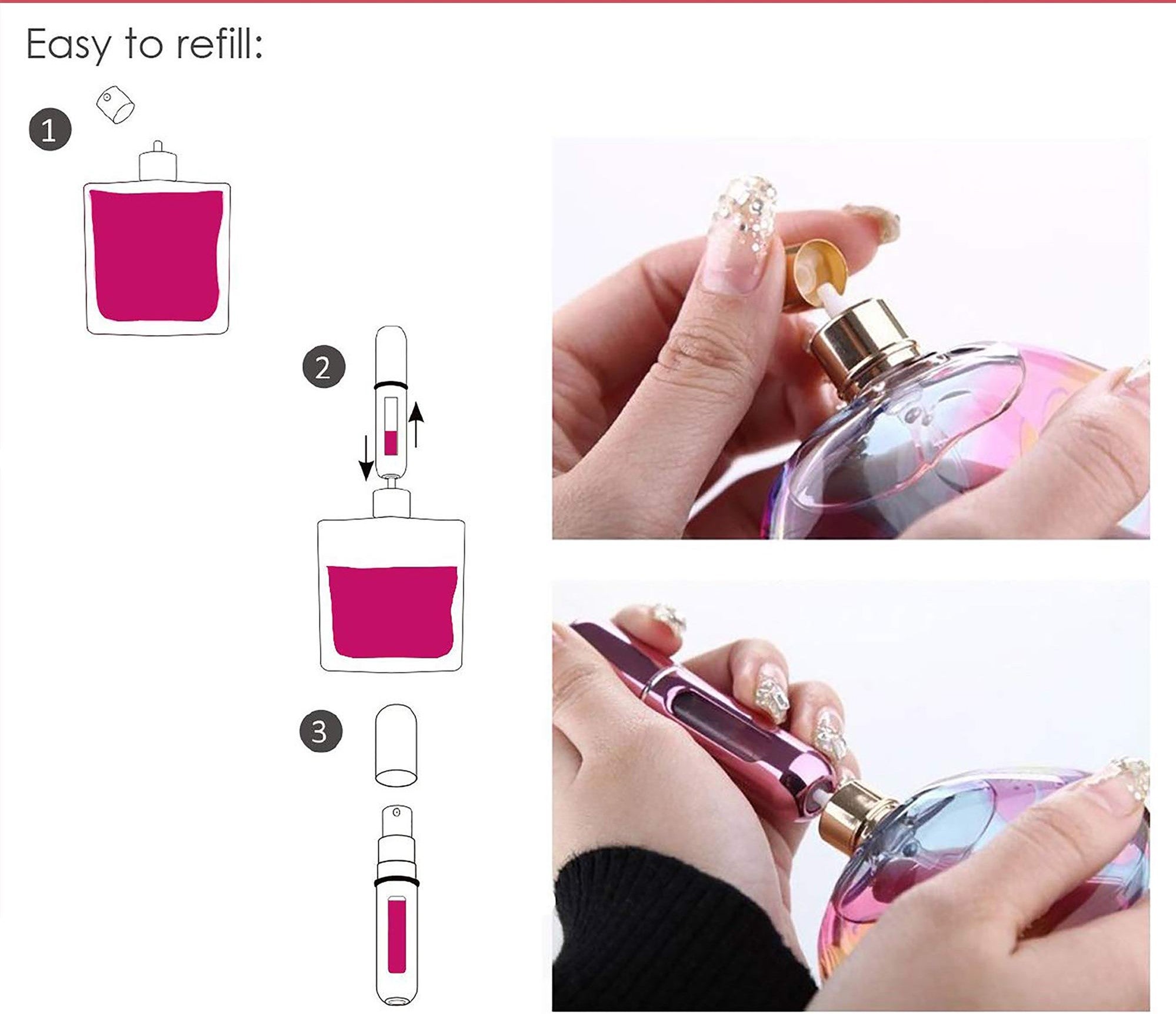 Samawa Refillable Travel Perfume Atomizer Spray Bottle 5ml, Premium Quality, 1pc