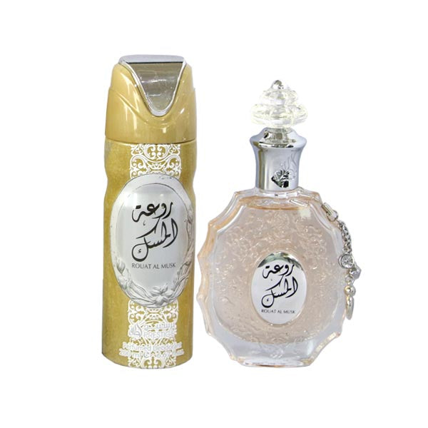 Lattafa Rouat Al Musk Giftset Perfume For Men, EDP, 100ml + Deo 200ml - samawa perfumes 