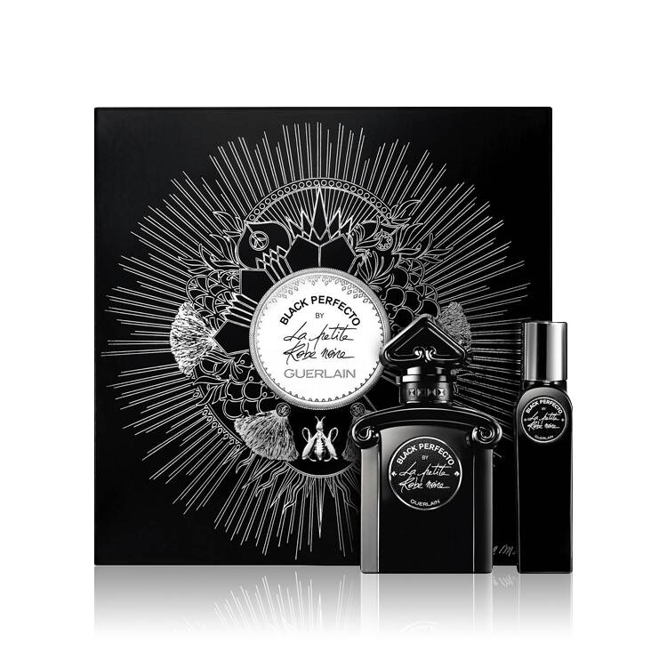 GUERLAIN BLACK PERFECTO BY LA PETITE ROBE NOIRE FOR WOMEN SET EDP FLORALE 50 ml EDP 15 ml PURSE SPRAY samawa perfumes