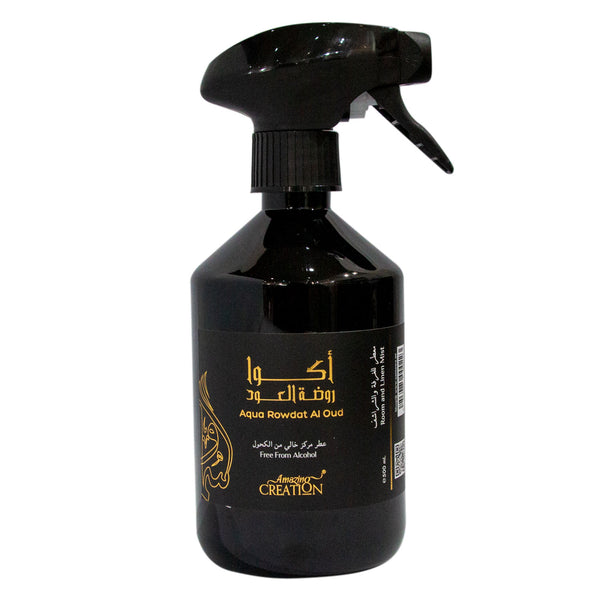 Amazing Creation Aqua Rowdat Al Oud Room And Linen Mist 500ml - Alcohol Free - samawa perfumes 