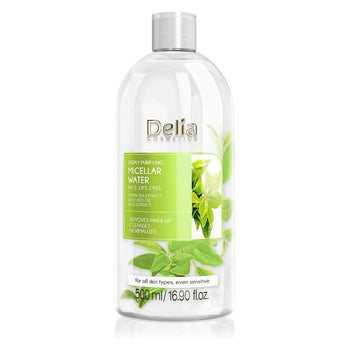 Delia Cosmetics Purifying Micellar Water | Facial Cleanser | Makeup remover , 500ml Green - samawa perfumes 