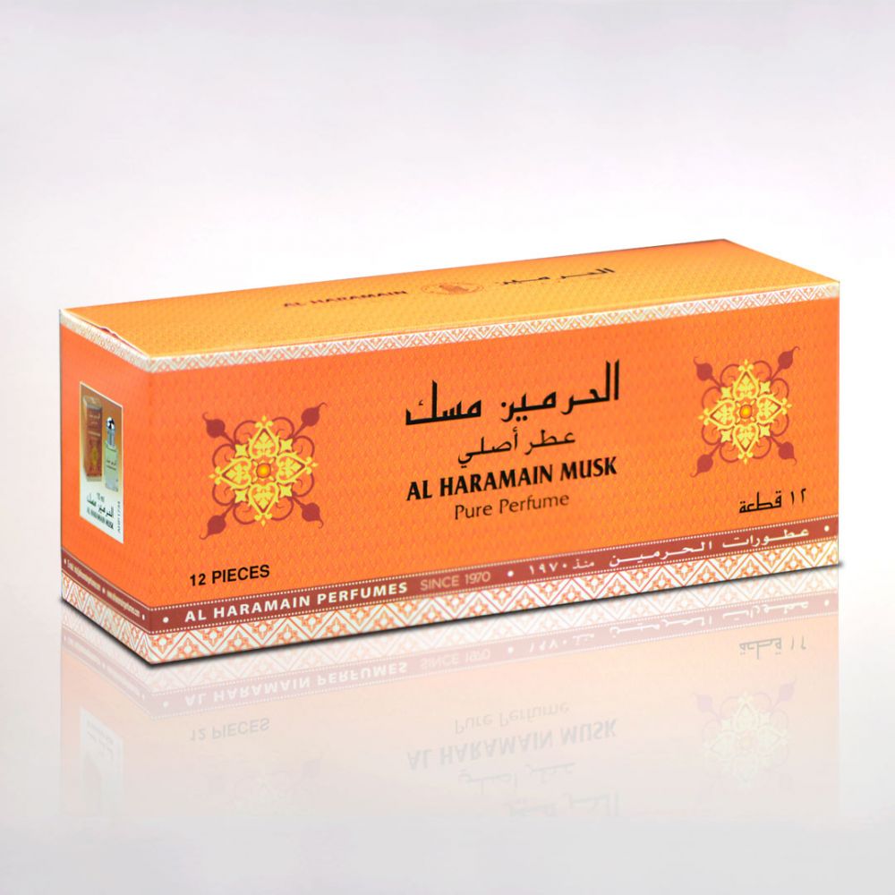 Al Haramain Musk, Box of 12 Attar- Perfume Oil for Unisex 15ml - samawa perfumes 