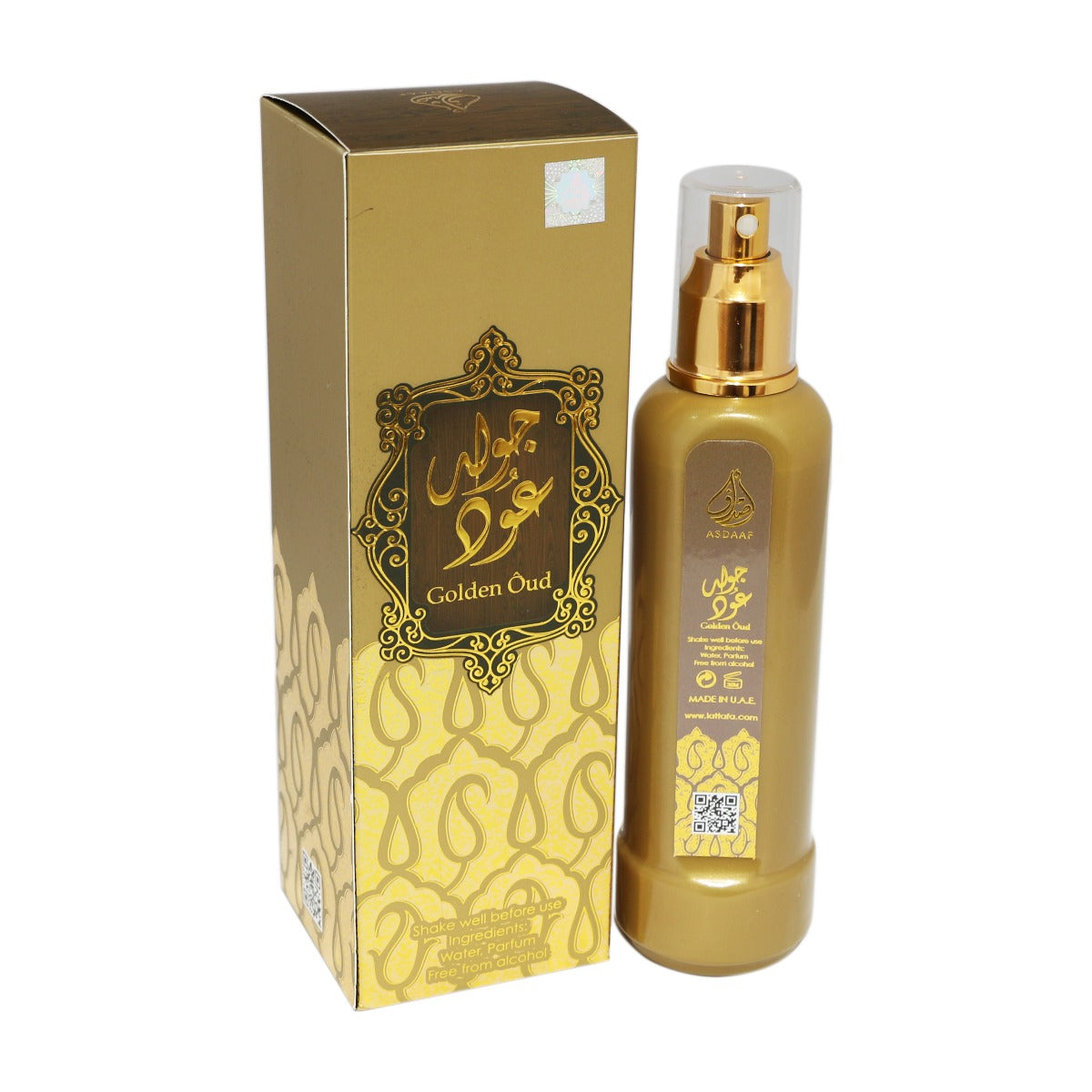 Lattafa Asdaaf Golden Oud Perfumed Water, Room Freshener, Faraash 250ml
