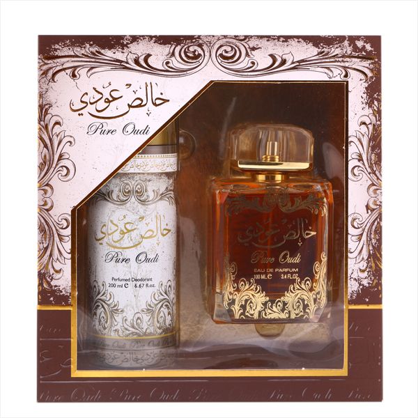 Lattafa Khalis Pure Oudi Gift Set Perfume for Men and Women (Eau de Parfum 100ml, Deo 200ml)