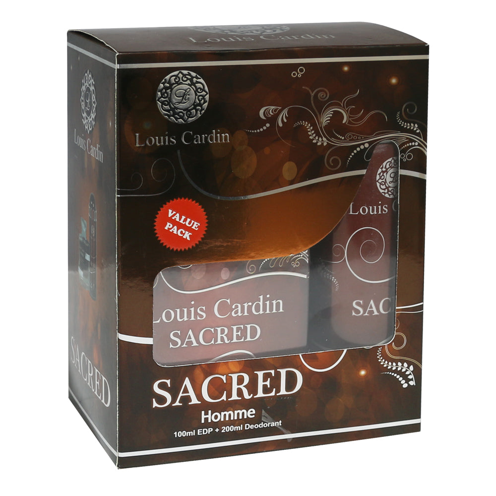 Louis Cardin 2-Piece Sacred Gift Set For Men, 100ml EDP, 200ml