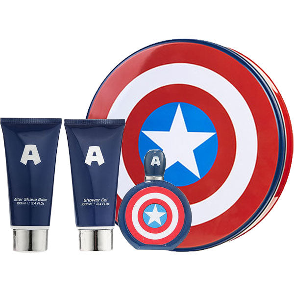 Captain America GiftSet for Teenage Boys, 3pcs (Perfume + Shower Gel + After Shave) - samawa perfumes 