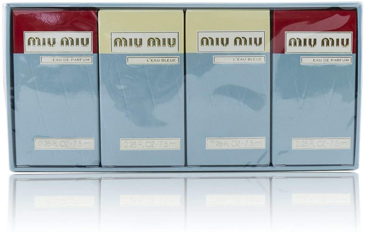 MIU MIU FOR WOMEN EDP 2 X 7.5ML + MIU MIU L'EAU BLEUE 2 X 7.5ML MINI SET - samawa perfumes 