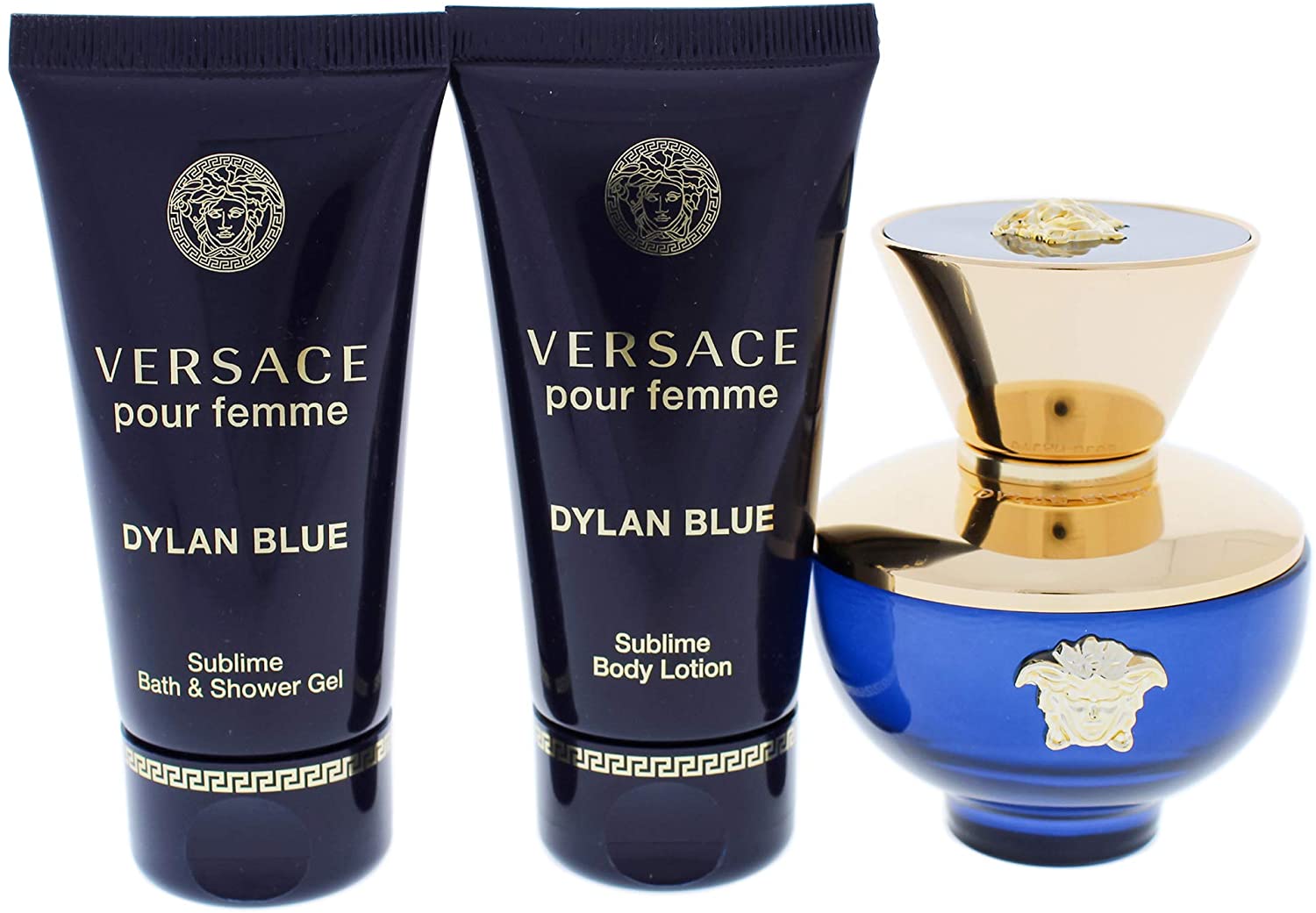Versace Dylan Blue For Women - 3 Pc Gift Set, 1.7oz EDP Spray, 1.7oz Shower Gel, 1.7oz Body Lotion - samawa perfumes 