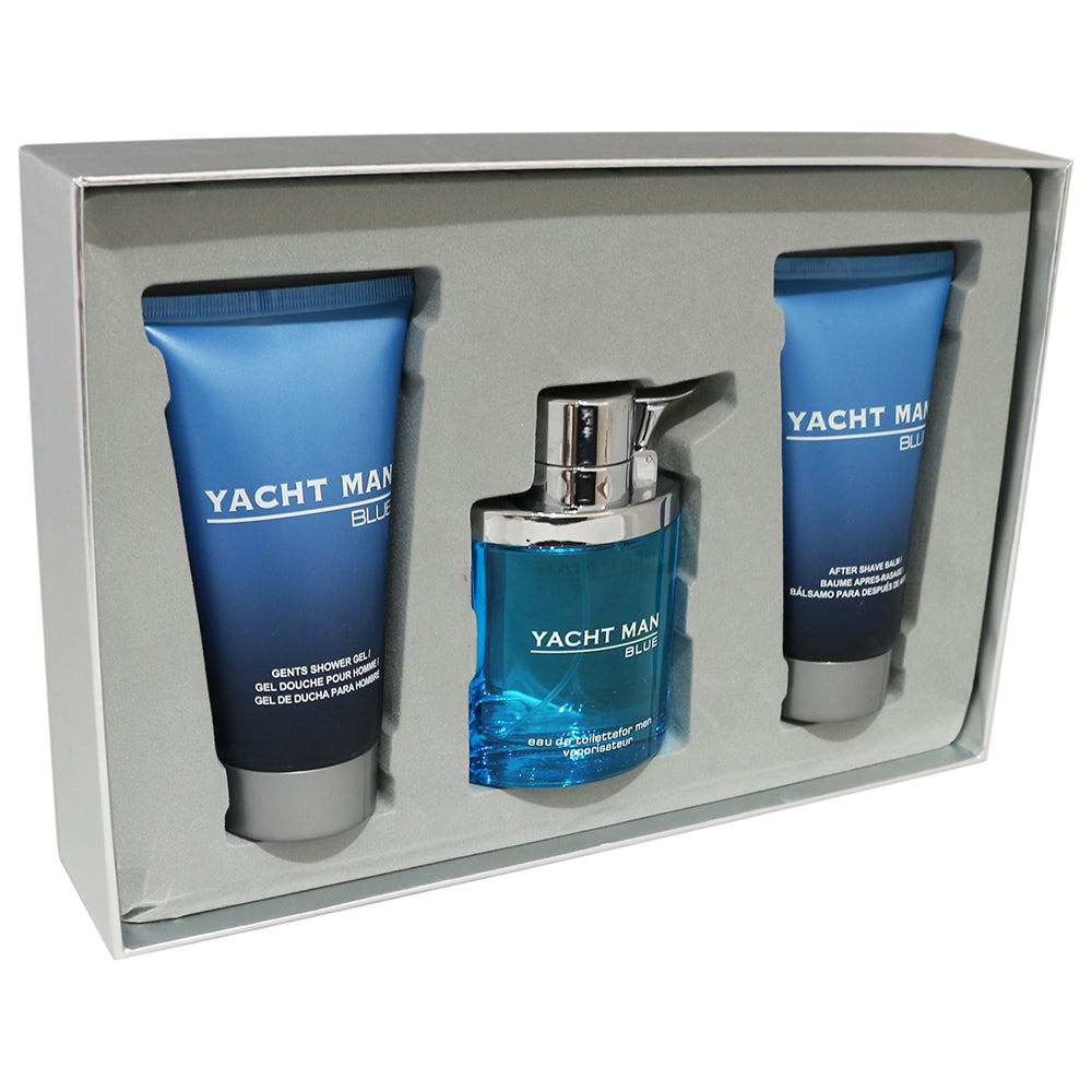 Yachtman Blue Gift Set For Men (EDT 100ml + AS 150ml + SG 150ml) - samawa perfumes 